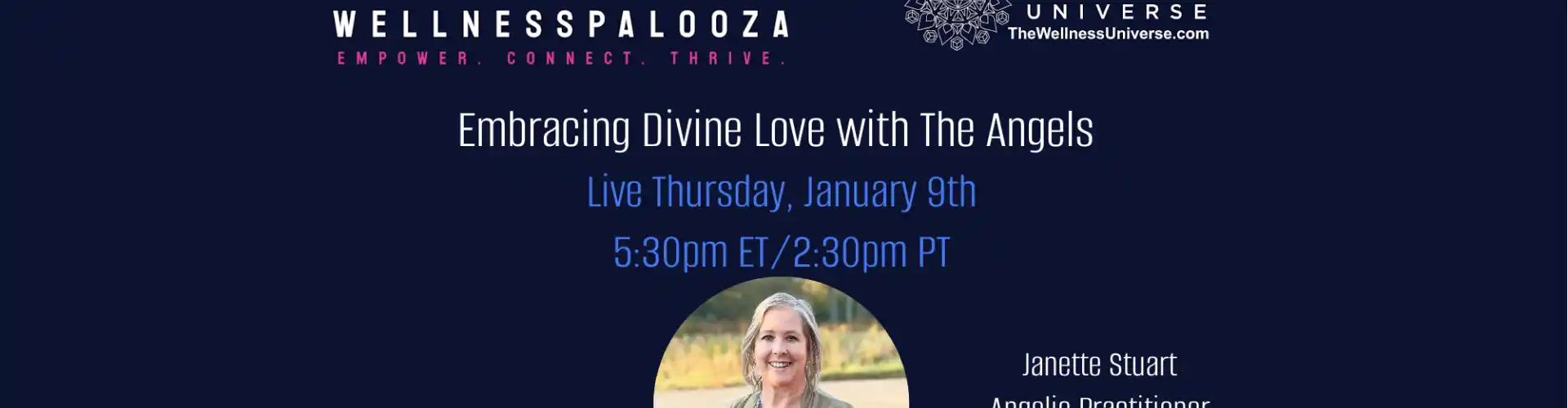 Wellnesspalooza 2025 Abbracciare l'amore divino con gli angeli con Janette Stuart - Online Class by The Wellness Universe